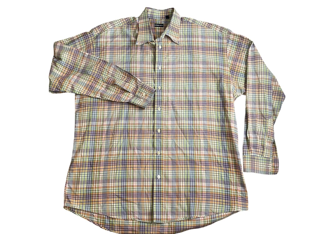 Gitman Bros Shirt Mens XL Multicolor Plaid Button Up Long Sleeve Cotton Casual